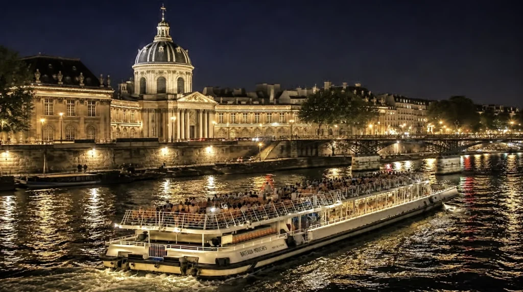 Bootstour auf der Seine am Abend