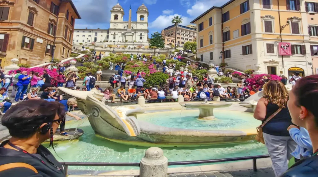Het spaanse plein-Piazza di Spagna-rome The Spanish square - Piazza di Spagna - Rome Der spanischen Platz - Piazza di Spagna - Rom Trinità dei Monti Barcaccia-fontein 4 dagen in rome 4 days in rome 4 Tage in Rom