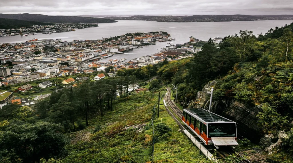 kabelbaan van de Fløyen in Bergen